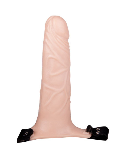 Пустотелый реалистичный фаллопротез на ремешках - 18 см. Пустотелый реалистичный фаллопротез на ремешках - 18 см.