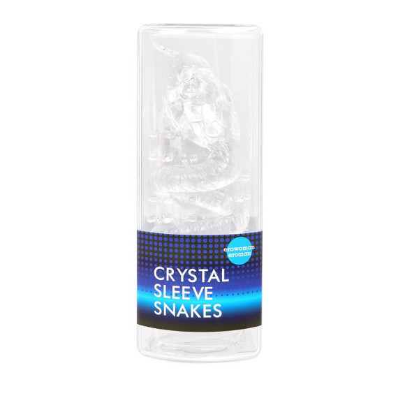 Закрытая рельефная насадка Crystal sleeve snakes в виде змеи с усиками - 14 см. Закрытая рельефная насадка Crystal sleeve snakes в виде змеи с усиками - 14 см.