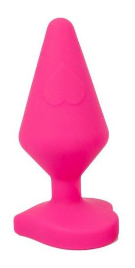 Розовая коническая анальная пробка с сердечком-ограничителем - 10 см. Розовая коническая анальная пробка с сердечком-ограничителем - 10 см.