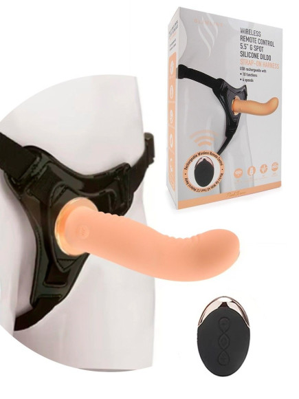 Женский вибрострапон со съемной насадкой и пультом ДУ