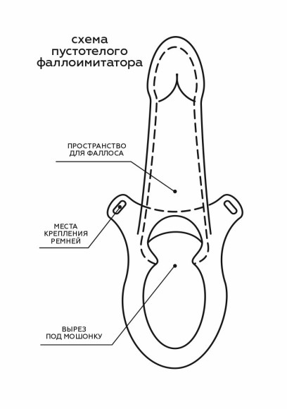 Пустотелый фаллопротез-реалистик на ремешках с заклепками - 19 см.