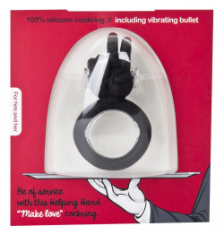 Чёрное виброкольцо на пенис Make Love с ладошкой для стимуляции клитора Чёрное виброкольцо на пенис Make Love с ладошкой для стимуляции клитора