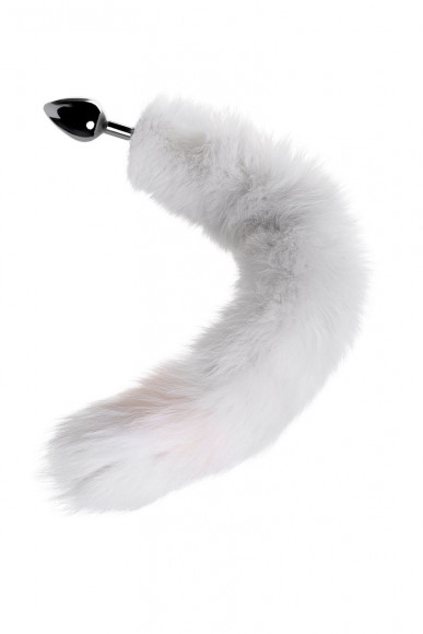 Большая серебристая металлическая анальная втулка с серым лисьим хвостом Большая серебристая металлическая анальная втулка с серым лисьим хвостом