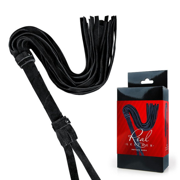 Черная кожаная плеть - 55 см. Черная кожаная плеть - 55 см.