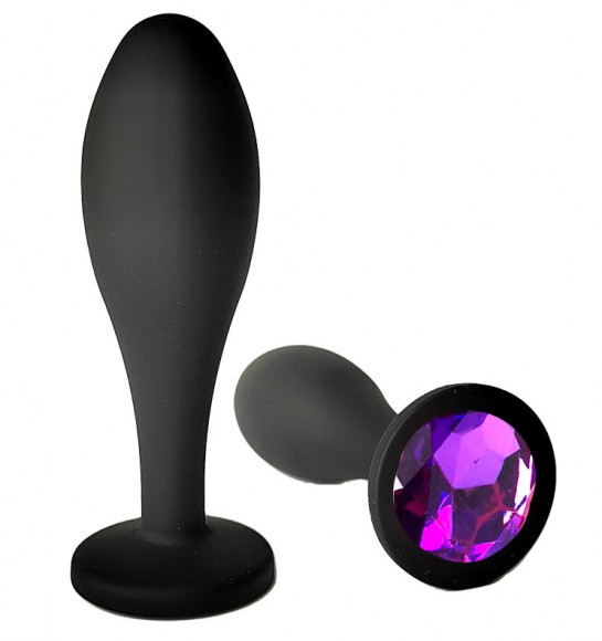 Черная анальная пробка с фиолетовым кристаллом - 9,5 см. Черная анальная пробка с фиолетовым кристаллом - 9,5 см.