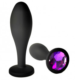 Черная анальная пробка с фиолетовым кристаллом - 11 см. Черная анальная пробка с фиолетовым кристаллом - 11 см.