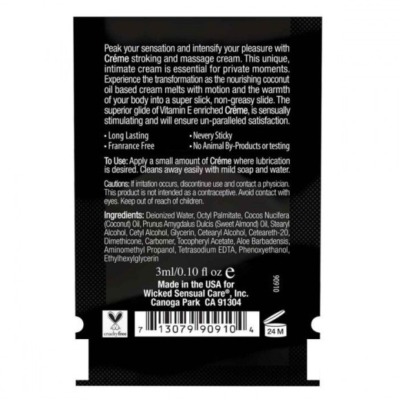 Крем для массажа и мастурбации Wicked Stroking and Massage Creme - 3 мл. Крем для массажа и мастурбации Wicked Stroking and Massage Creme - 3 мл.