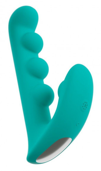 Зеленый вибратор SYLORA Unique Beads Vibrator - 17 см.