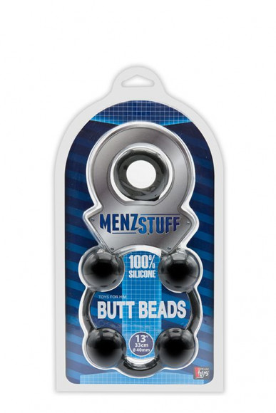 Чёрная анальная цепочка MENZSTUFF BUTT BEADS BLACK - 33 см. Чёрная анальная цепочка MENZSTUFF BUTT BEADS BLACK - 33 см.