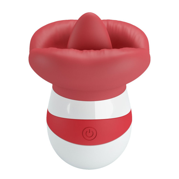 Красно-белый клиторальный стимулятор в форме рта Mina