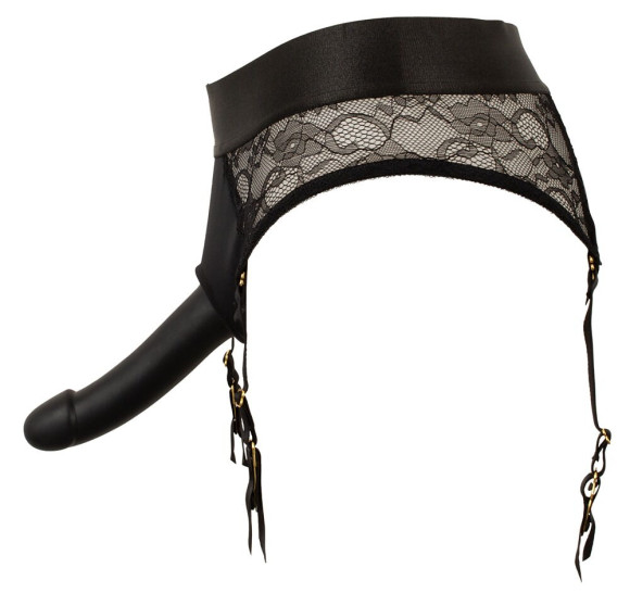 Черный женский страпон Strap-on Set: трусики и насадка