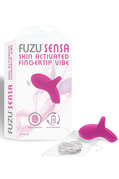 Розовый сенсорный вибромассажёр на палец Fuzu Sensa