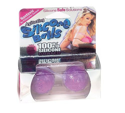 Фиолетовые вагинальные шарики с пупырышками AGITATING SILICONE BALLS