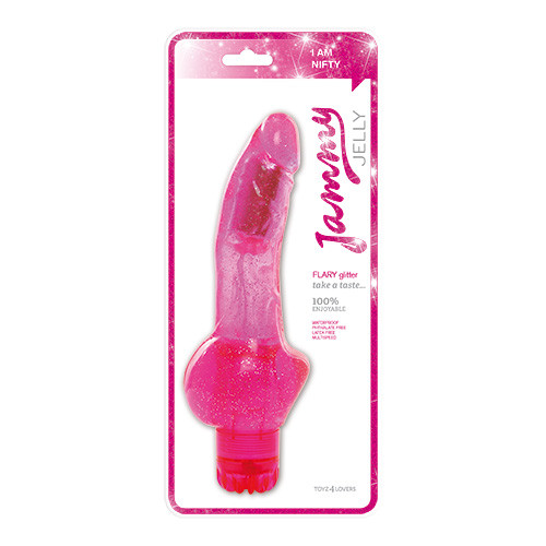 Розовый вибратор с блёстками VIBRATOR JAMMY JELLY FLARY GLITTER - 22 см. Розовый вибратор с блёстками VIBRATOR JAMMY JELLY FLARY GLITTER - 22 см.