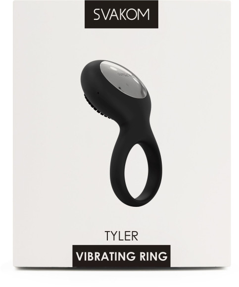 Чёрное перезаряжаемое эрекционное виброкольцо Tyler