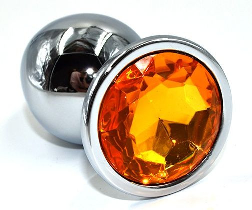 Серебристая анальная пробка из нержавеющей стали с желтым кристаллом - 10 см. Серебристая анальная пробка из нержавеющей стали с желтым кристаллом - 10 см.