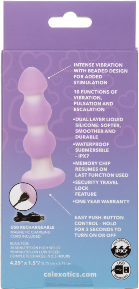 Сиреневая анальная пробка-ёлочка Beaded Probe - 10,7 см.