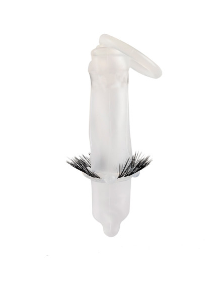 Эластичная насадка на пенис с подхватом мошонки и стимулирующими «ресничками»