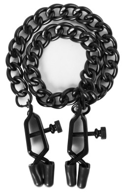 Чёрные зажимы на соски Alabama Crossover Nipple Clamps с цепью Чёрные зажимы на соски Alabama Crossover Nipple Clamps с цепью