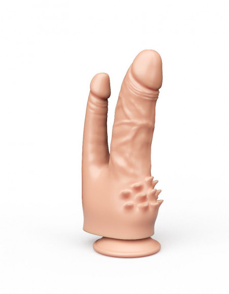 Двойной фаллоимитатор с шипами для массажа клитора - 21 см.