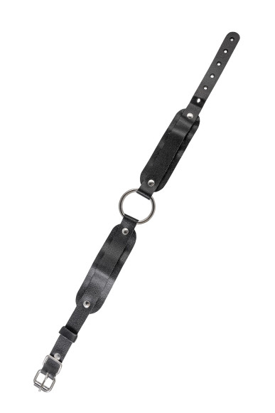 Черный кожаный чокер-ошейник со скруглёнными углами