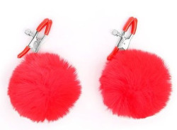 Зажимы для сосков с красным пушком Зажимы для сосков с красным пушком