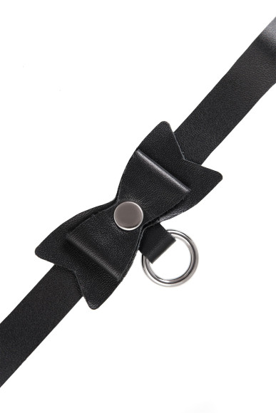 Черный чокер-ошейник с бабочкой и колечком