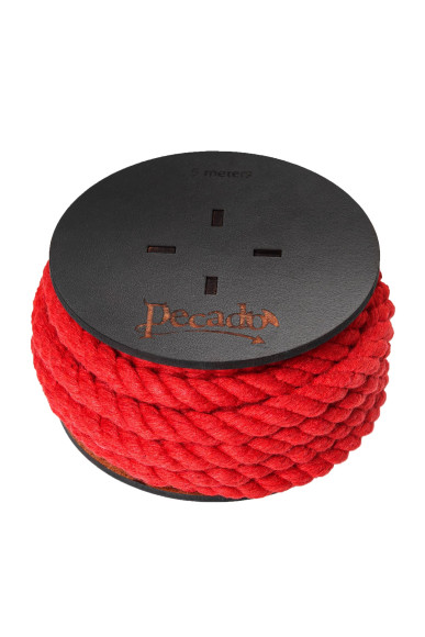 Красная веревка для шибари на катушке - 5 м.