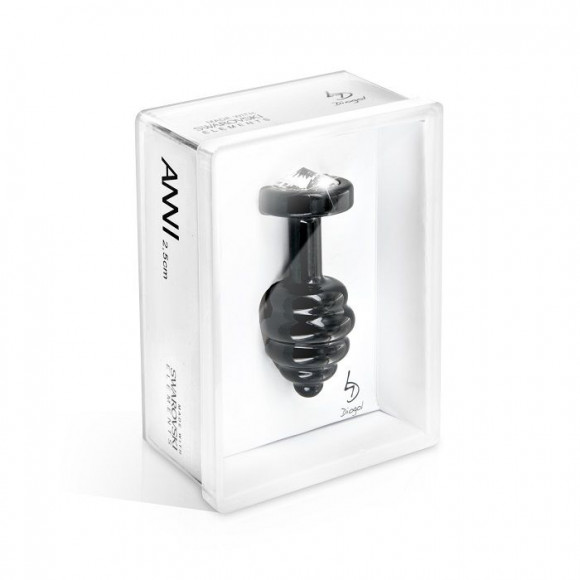 Большой чёрный винтовой плаг ANNI Ano black T2 - 7,5 см.