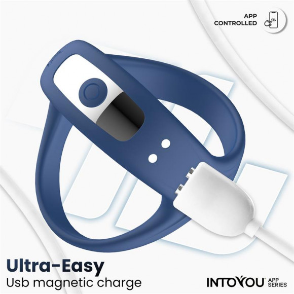 Синее интерактивное эрекционное виброкольцо Rank