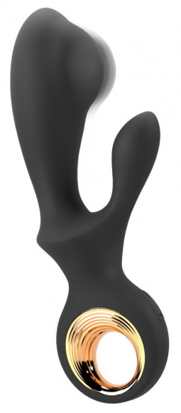 Черный вибратор-кролик с функцией расширения Inflatable Rabbit Vibrator - 18,3 см.