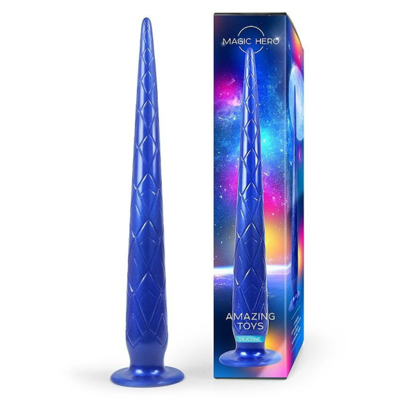 Синий стимулятор с ромбовидным рельефом - 37 см. Синий стимулятор с ромбовидным рельефом - 37 см.