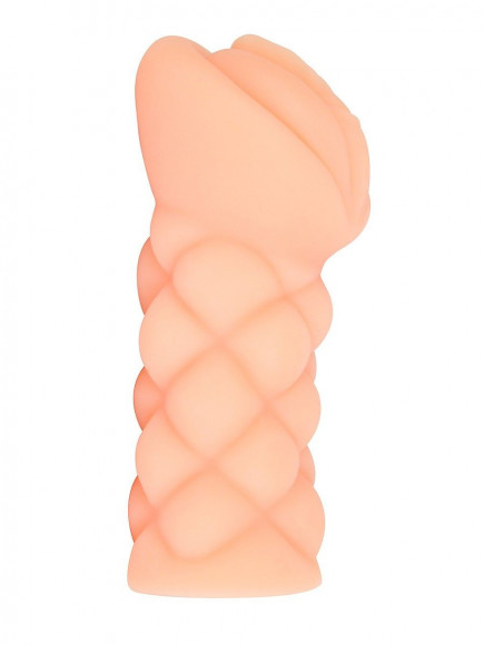 Телесный мастурбатор-вагина с вибропулей и эрекционными кольцами в комплекте