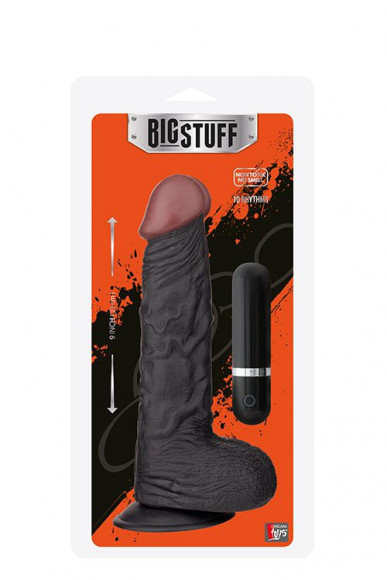 Чёрный вибратор-реалистик BIGSTUFF 9INCH BLACK - 23 см. Чёрный вибратор-реалистик BIGSTUFF 9INCH BLACK - 23 см.