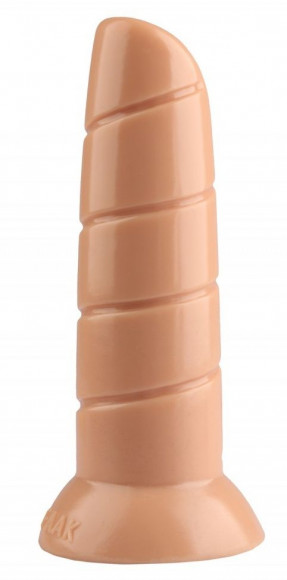 Телесный винтовой анальный фаллоимитатор - 19,5 см.