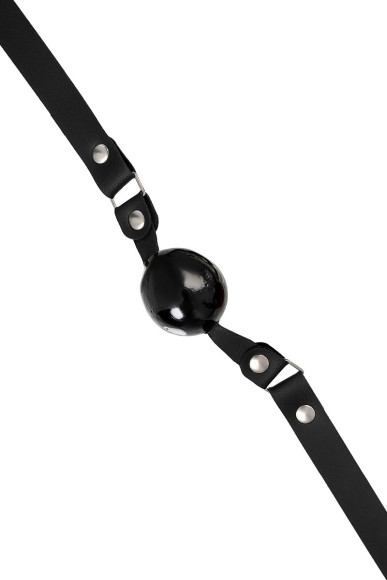 Черный кляп-леденец на кожаных ремешках со вкусом бейлиз