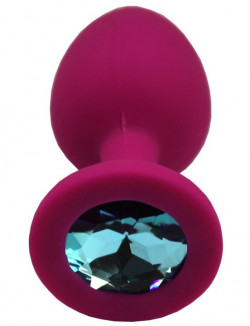 Малиновая анальная пробка с голубым кристаллом - 7,4 см. Малиновая анальная пробка с голубым кристаллом - 7,4 см.