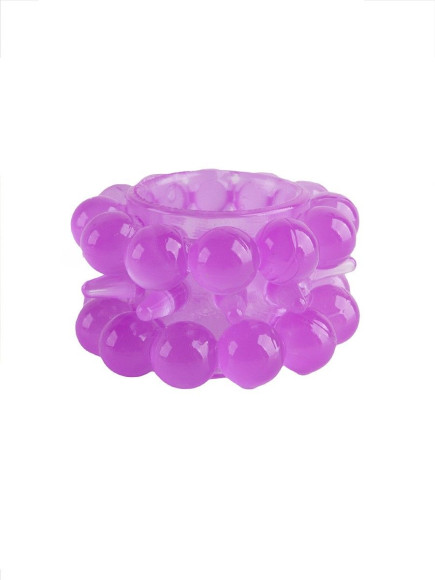 Лиловое эрекционное кольцо с 2 рядами стимулирующих шариков