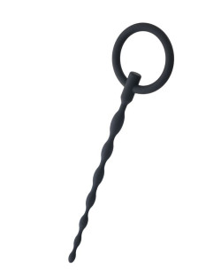 Чёрный уретральный плаг с кольцом Чёрный уретральный плаг с кольцом