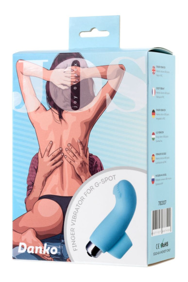 Голубая вибронасадка на палец JOS DANKO для точки G - 9,5 см.