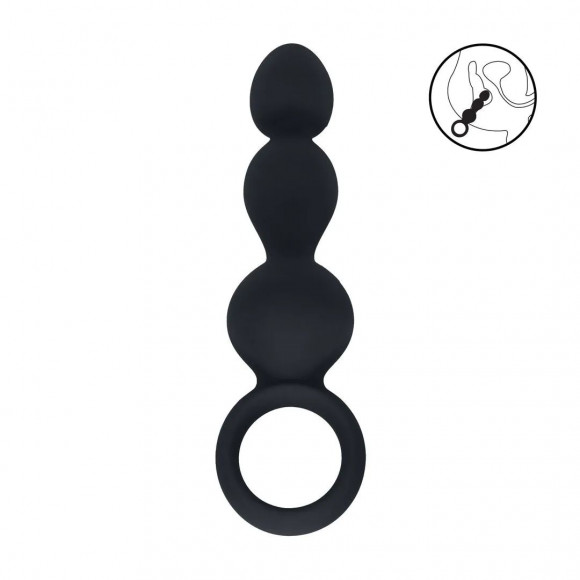 Черная анальная елочка Beaded Silicone Anal Probe with Loop Черная анальная елочка Beaded Silicone Anal Probe with Loop