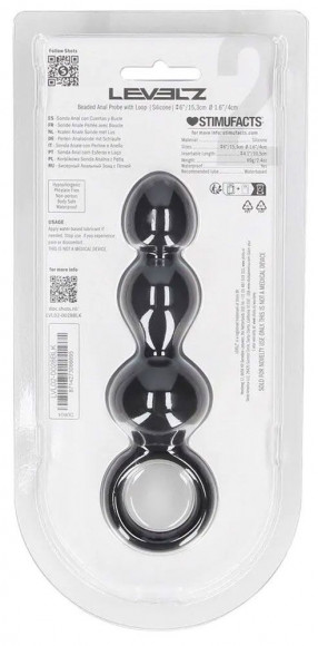 Черная анальная елочка Beaded Silicone Anal Probe with Loop Черная анальная елочка Beaded Silicone Anal Probe with Loop