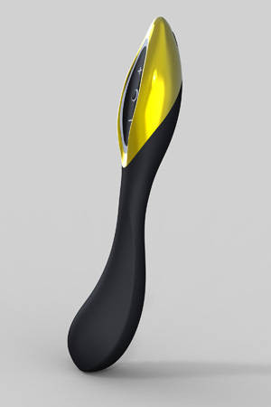 Вибратор ZINI RAN черного цвета с золотыми вставками Вибратор ZINI RAN черного цвета с золотыми вставками