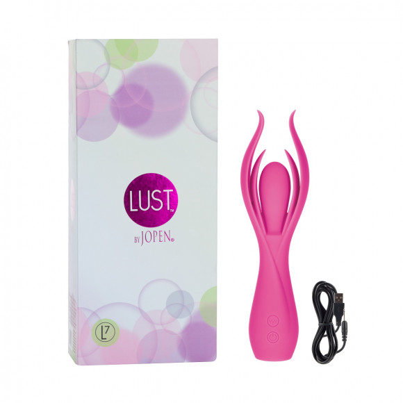 Розовый вибромассажер с двойными лепестками Lust by JOPEN L7 
