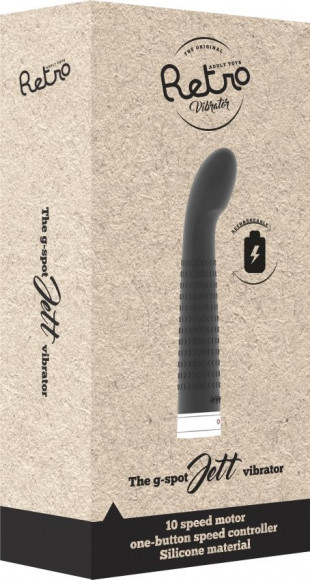 Чёрный вибратор с загнутым кончиком Jet - 16,9 см. Чёрный вибратор с загнутым кончиком Jet - 16,9 см.