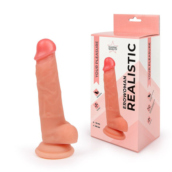 Телесный реалистичный фаллоимитатор на присоске Телесный реалистичный фаллоимитатор на присоске