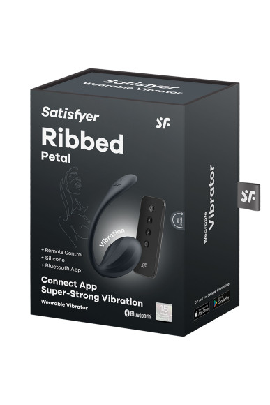 Черное виброяйцо Ribbed Petal с пультом ДУ Черное виброяйцо Ribbed Petal с пультом ДУ