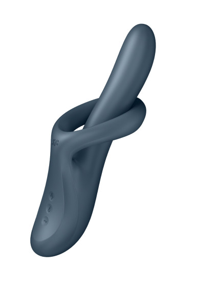 Серый вибратор-ротатор с функцией нагрева Heat Flex 4 - 23 см.