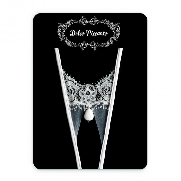 Открытые кружевные трусики Goccia с крупной бусиной 