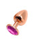 Золотистая анальная втулка Wooomy Tralalo M с розовым кристаллом - 8 см.